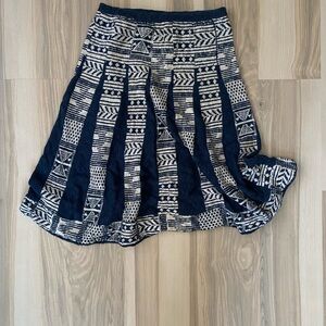 Patterned Navy and White Sweater Skirt